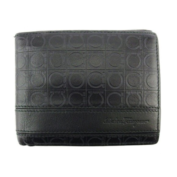 Salvatore Ferragamo bi-fold wallet Ganchini pattern leather Authentic  used - Picture 1 of 8